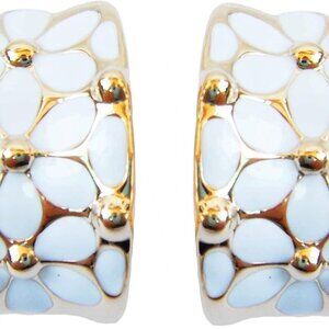 Colorful Rainbow Enamel Leaves Flower Earrings with Omega Back